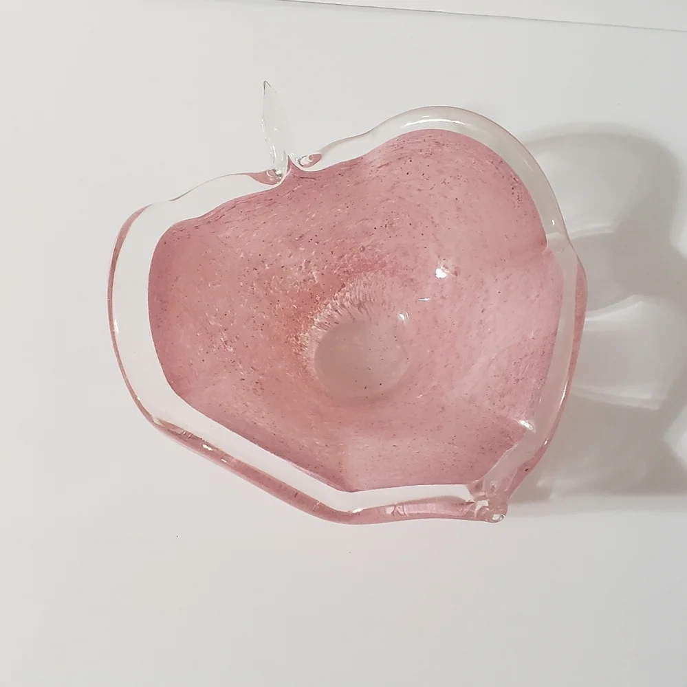 Art Glass Heart Candy Dish Trinket Dish